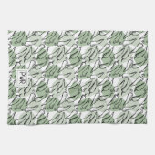 ラフ・スケッチ・チリペッパー・オン・グリーン キッチンタオル (横)