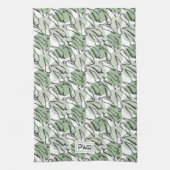 ラフ・スケッチ・チリペッパー・オン・グリーン キッチンタオル (縦)