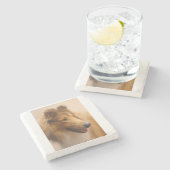 ラフ・セーブル・コリーのポートレート ストーンコースター (横)