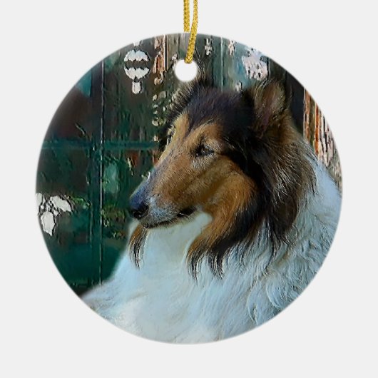 ラフCollieクリスマスギフトオーナメント セラミックオーナメント (正面)