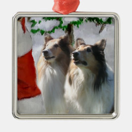 ラフCollieクリスマスギフトオーナメント メタルオーナメント
