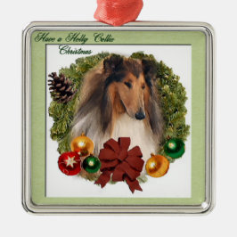 ラフCollieクリスマスギフトオーナメント メタルオーナメント