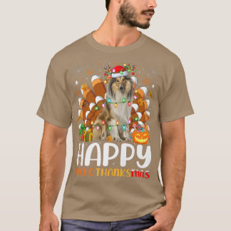 ラフCollieドッグハロウィーンクリスマスハッピーハロース Tシャツ