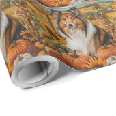 ラフCollie犬の秋の収穫感謝祭 ラッピングペーパー (ロールコーナー)