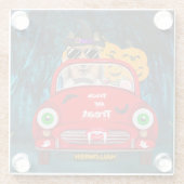 ラフCollie犬の車の怖いハロウィーン ガラスコースター (裏面)