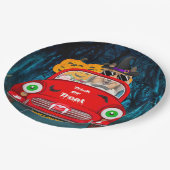 ラフCollie犬の車の怖いハロウィーン ペーパープレート (アングル)