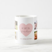 ラブおばあちゃんフォトコラージュピンクハートスクリプトかわいい コーヒーマグカップ (中央)