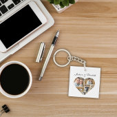 ラブお洒落ルハートパーソナライズされたフォトコラージュ キーホルダー