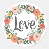 ラブお洒落赤面コーラルフローラ結婚リース ラウンドシール (正面)