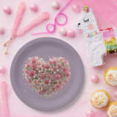 ラブお祝いフローラハート ペーパープレート (パーティー)