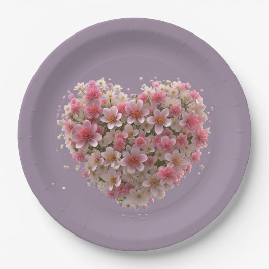 ラブお祝いフローラハート ペーパープレート (正面)