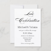 ラブお祝い、シンプルスクリプトarch photo結婚's 招待状 (裏面)