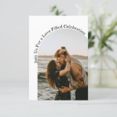 ラブお祝い、シンプルスクリプトarch photo結婚's 招待状 (スタンド正面)