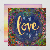 ラブかわいらしハートの花感動的 サンキューカード (正面/裏面)