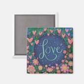 ラブかわいらしフローラハート感動的Cute マグネット (正面/裏面)