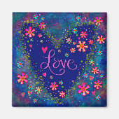 ラブかわいらしフローラブルーハートモダンインスピレーション マグネット (正面)