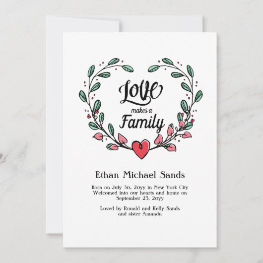 ラブが家族のハート写真発表 案内状 (正面)