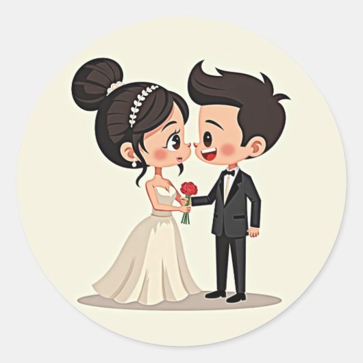 ラブつながり結婚ステッカー ラウンドシール (正面)