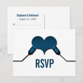 ラブつながりUSB RSVPポストカード、青 インビテーションポストカード (正面/裏面)