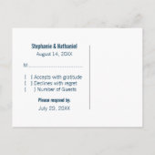 ラブつながりUSB RSVPポストカード、青 インビテーションポストカード (裏面)