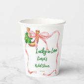 ラブでラッキーなクローバーの葉のボウリボン 結婚前のお茶会 紙コップ (裏面)