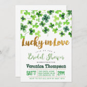 ラブでラッキーなセントパトリックデーの花嫁シャワー 招待状 (正面/裏面)