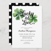 ラブでラッキー | 水彩色のウェディングシャワー 招待状 (正面/裏面)