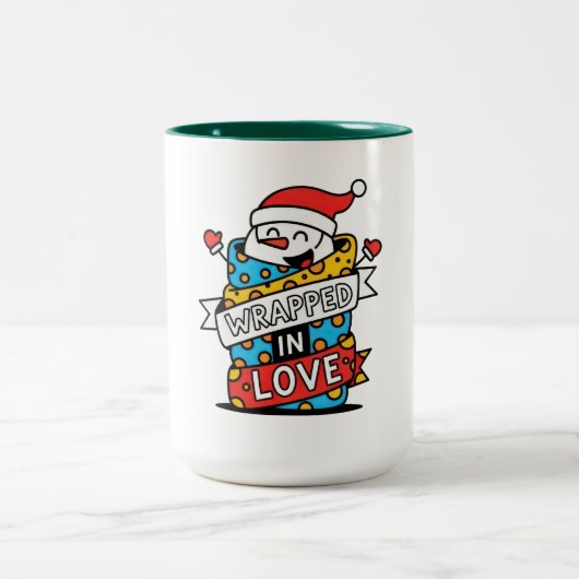 ラブで包まれたクリスマス ツートーンマグカップ (中央)