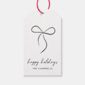 ラブで包まれた ブラックリボン ハッピーホリデー ギフトタグ (正面)