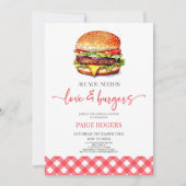 ラブとバーガーだけが必要 ブライダルシャワー 招待状 (正面)