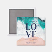 ラブとビーチ沿岸結婚式の引き出物 マグネット (正面/裏面)