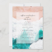 ラブとビーチ沿岸結婚式招待状 招待状 (正面)