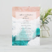 ラブとビーチ沿岸結婚式招待状 招待状 (スタンド正面)