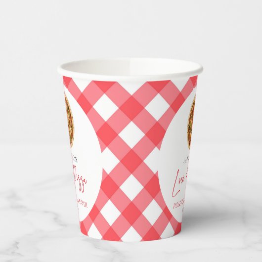 ラブとピザだけが結婚前のお祝い 紙コップ (左)