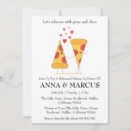 ラブとピザの楽しいリハーサルディナー招待状 招待状