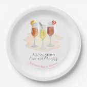 ラブとミモザだけが必要です ブライダルシャワー ペーパープレート (正面)