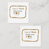 ラブと感謝を込めた新郎新婦の名前 ゴールド ブラック ウェディング スクエア名刺 (正面/裏面)