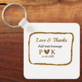 ラブと感謝を込めて カップル名 ゴールデンブラック ウェディング キーホルダー (正面)