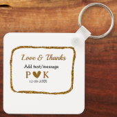 ラブと感謝を込めて カップル名 ゴールデンブラック ウェディング キーホルダー (裏面)
