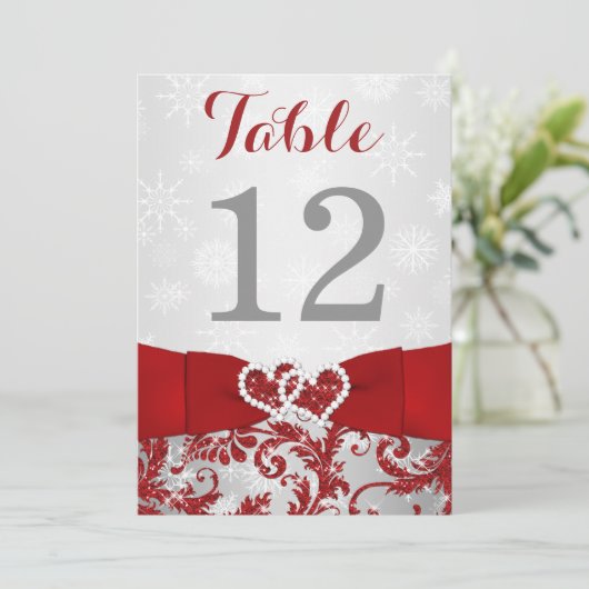 ラブに包まれて ハートがひとつに テーブルナンバーカード 招待状 (スタンド正面)