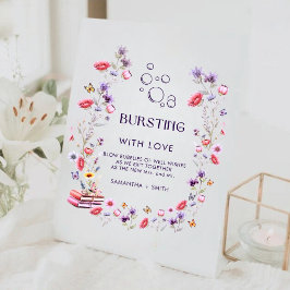 ラブに満ちた花嫁の祭壇サイン ワイルドフラワー ラベンダー 台座サイン