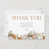 ラブに落ちる ボヘミア オレンジ フラワーブライダルシャワー サンキューカード (正面)