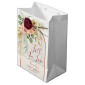 ラブに落ちる ボーホー パンパス フラワーブライダルシャワー ミディアムペーパーバッグ (正面アングル)