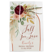 ラブに落ちる ボーホー パンパス フラワーブライダルシャワー ミディアムペーパーバッグ (裏面)