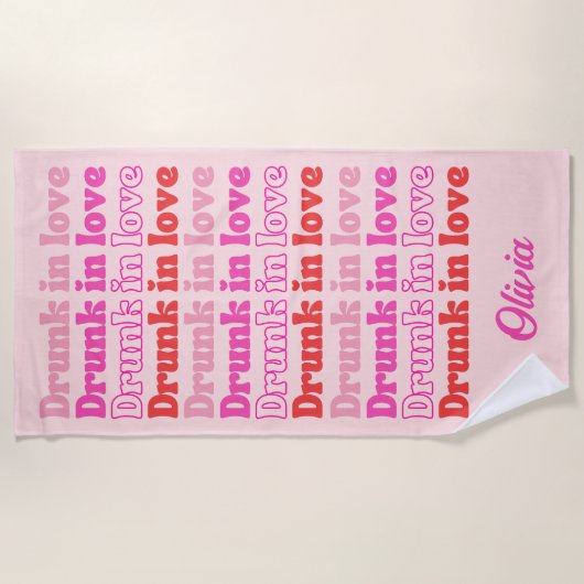 ラブに酔った独身最後の夜カスタマイズパーティーグッズ ビーチタオル (正面)