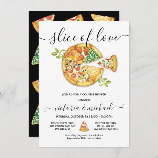 ラブのひとくちピザパーティーシャワー 招待状 (正面/裏面)