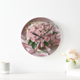 "ラブの優しい色合い：永恒のロマンスの花束" ラージ壁時計