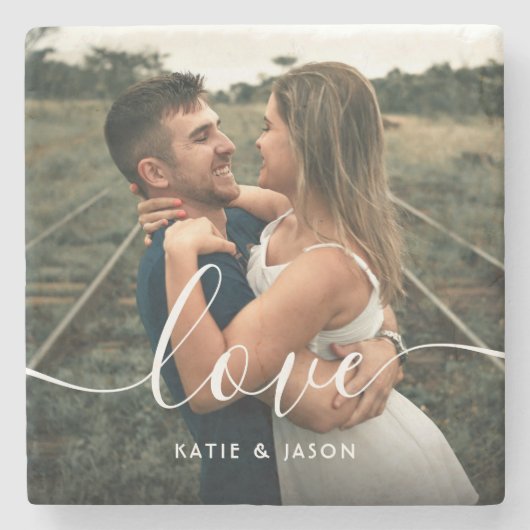 ラブの写真結婚を撮る ストーンコースター (正面)