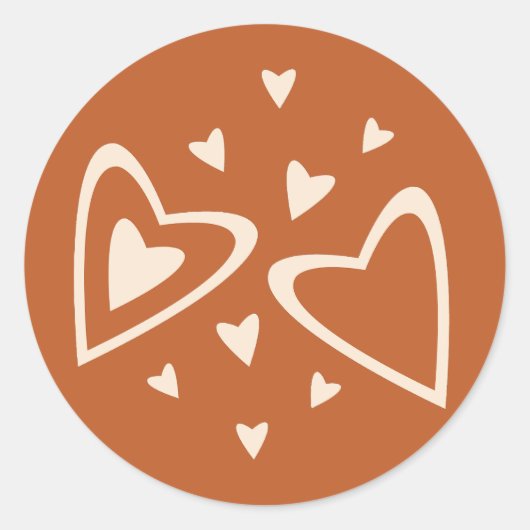 ラブの幾何学 - 赤い黄土色の上のクリーム - 画像。 ラウンドシール (正面)