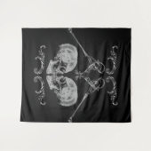 "ラブの骸骨" ヴィンテージ スケルトン ブラック タペストリー (正面(横))